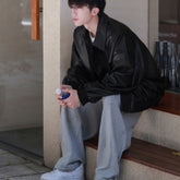 Куртка из искусственной кожи с подкладкой на плечах для подростков больших размеров